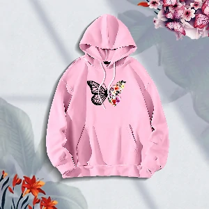 Premium Comfortable (Butterflies & Flowers) Ladies winter hoodie