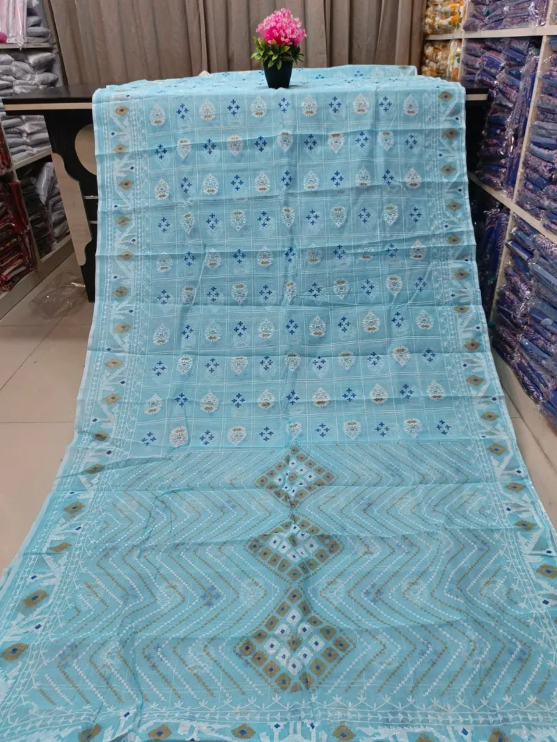 Women's Half Silk Skin Print Saree, 6 Colour Choices