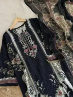 Women's Lace Work Digital Print Readymade Three Piece, 3 Colours