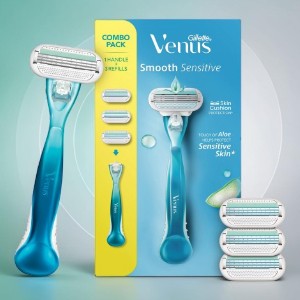 Gillette Venus Smooth Sensitive Razor 1 Handle + 3 Refills (India)
