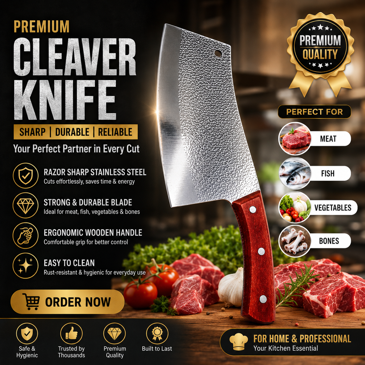 Professional Damascus Steel Chef Knife – Ultra-Sharp, Rust-Resistant Kitchen Knife for Slicing, Dicing, and Chopping (Best for Home Cooks & Chefs)