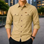Men's Full Sleeve Panel Shirt in Soft Cotton, 6 Colour Choices