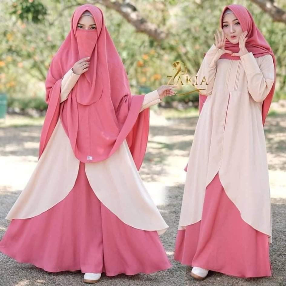 Cherry Borka with Hijab and Niqab, Lengths 52 to 56, 6 Colours