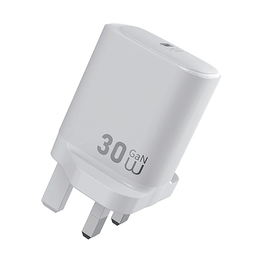 WiWU Essen Wi-G008 30W USB-C GaN Charger White (3 Pin, UK)