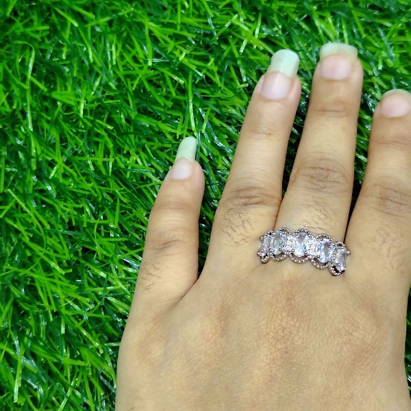 Vintage Oval Crystal Eternity Ring