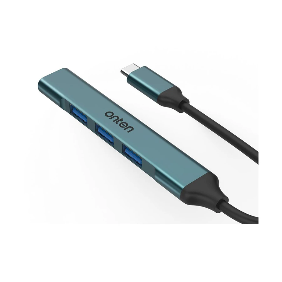 Onten OTN-9701 USB-C Male to Quad USB Female Hub Crystal Teal