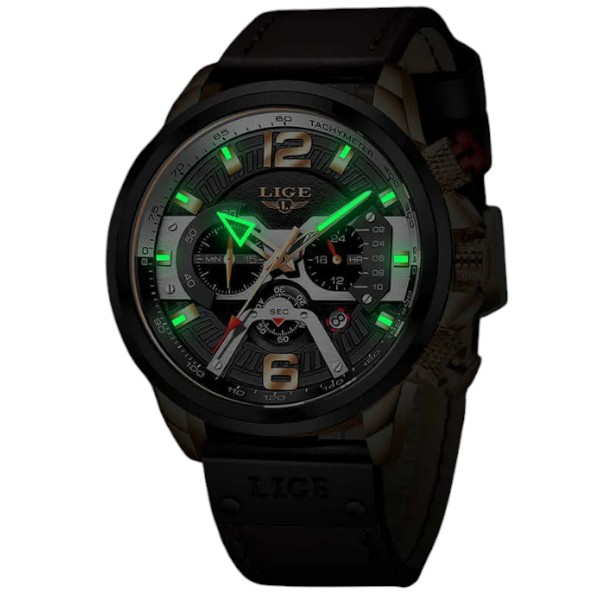 LIGE 8917 Casual Sport Watches for Men Top Brand Luxury Military Leather Wrist Watch Man Clock Fashion Chronograph Wristwatch