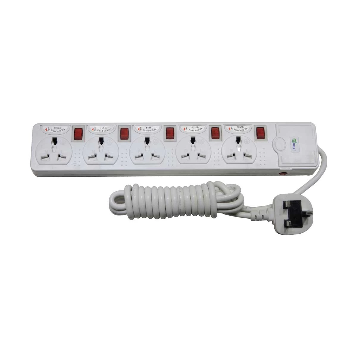 Many MTS-154 3 Pin 5 Port Power Strip 3 Meter White