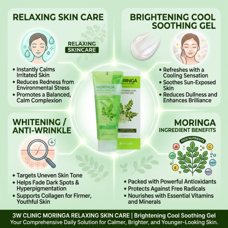 3W Clinic Moringa Brightening Cool Soothing Gel 160ml (Korea)