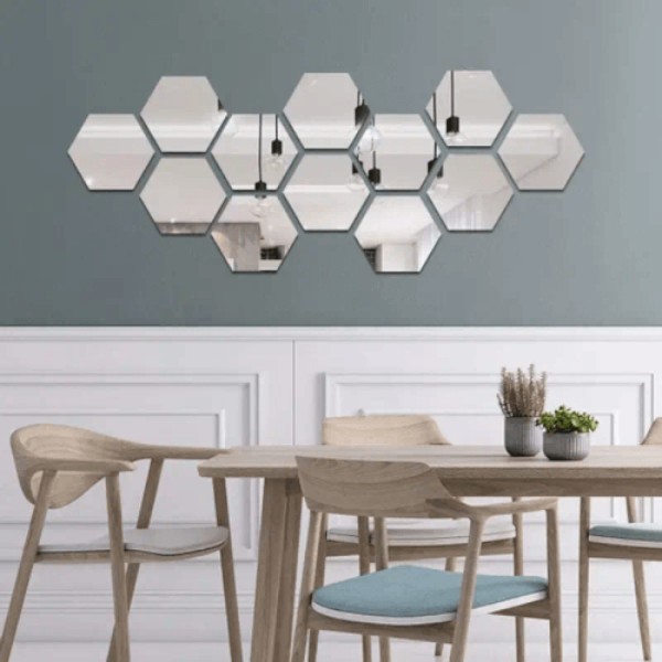 12 pcs Mirror Hexagon Set