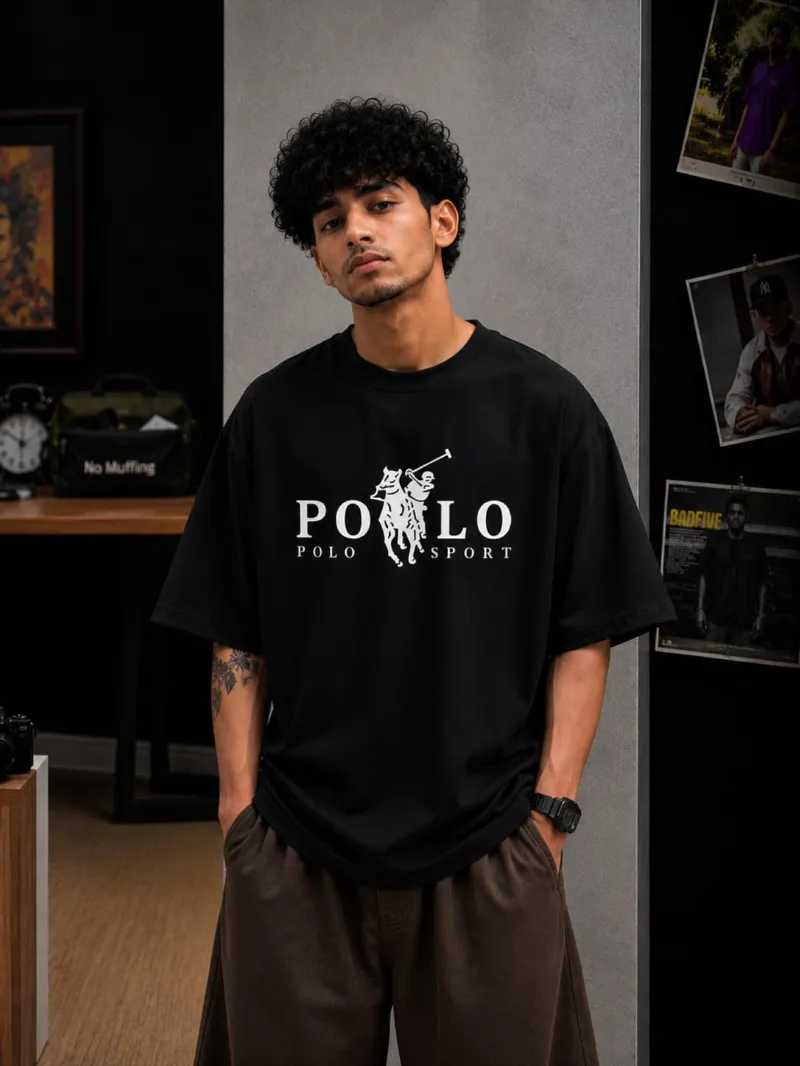 Men's Pure Cotton Drop Shoulder T-Shirt with DTF Print