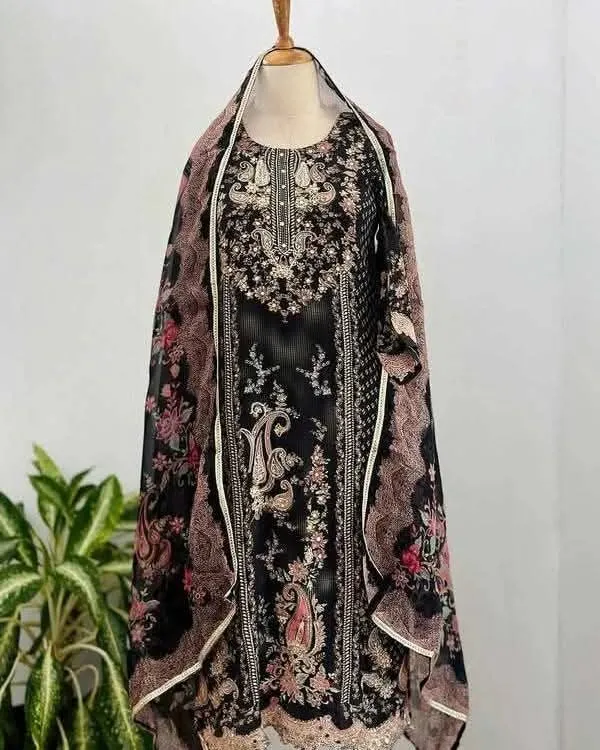 Microstitch Three Piece with Ari Thread Work on the Front