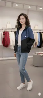 Women's Denim and Blazer Cotton Jacket, 10 Oz Denim, 320 GSM
