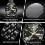 Butter  Fly Lock Olievs  Stainless Steel fashionable  Couple watches +1pcs chain cutter+ 2 pcs battery Full Black