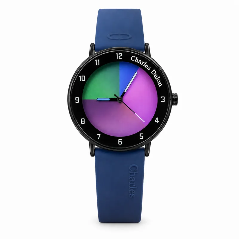 Charles Delon waterproof Dial Colour Changing Watch For Him & Her (black)