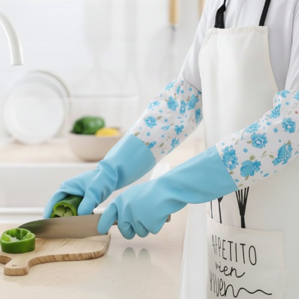 Rubber Cleaning & Kitchen Dishwashing Gloves – Durable, Waterproof & Heat-Resistant Multipurpose Gloves with Non-Slip Grip for Household Cleaning (Multi-Colors)