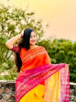 Women's Chanderi Silk Saree with Multi-Colour Floral Print
