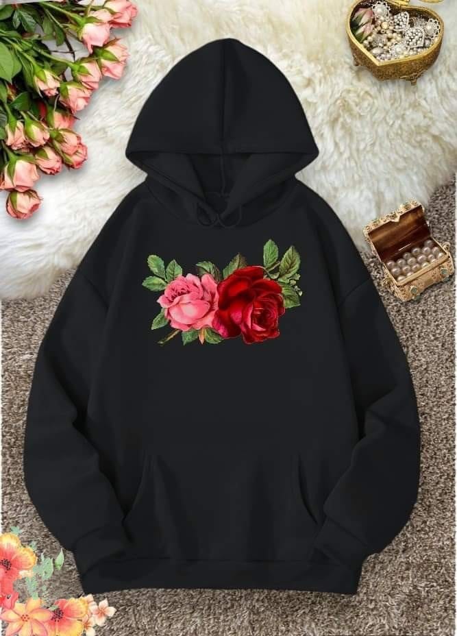Women's Cotton Fleece Winter Hoodie, DTF Print, 300 GSM, 6 Colours