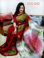 Hand Print Work Half Silk Saree, 12 Haath, 6 Colour Choices