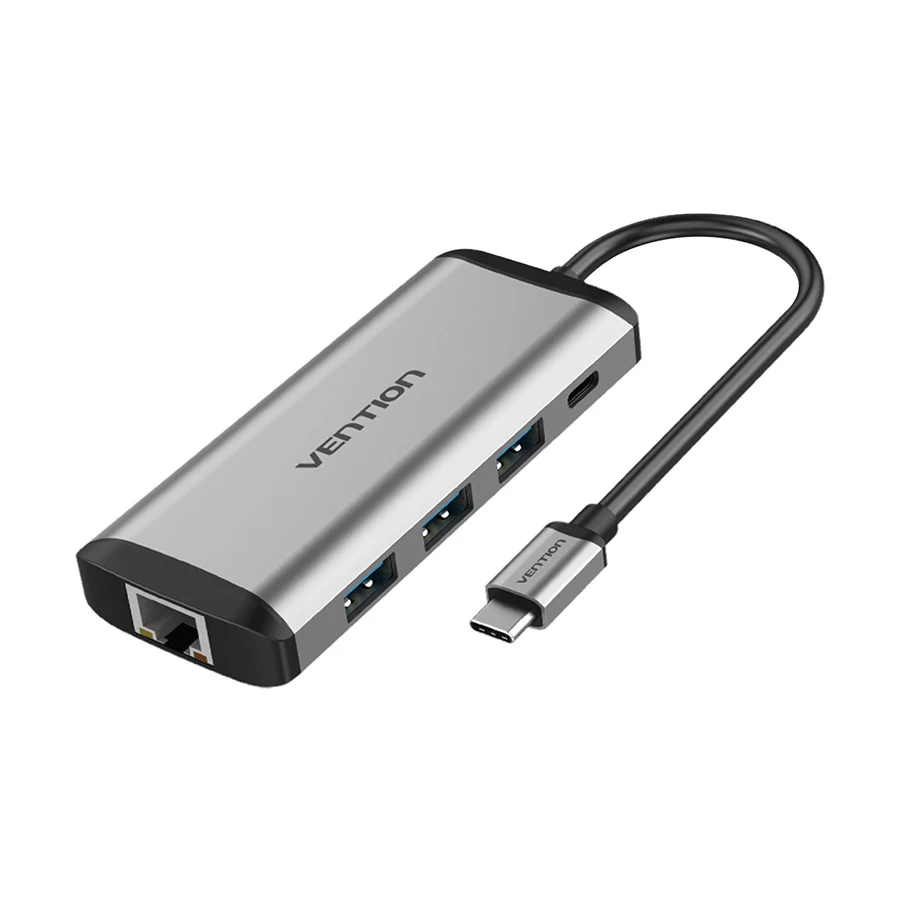 Vention THAHB USB-C Multiport Hub with HDMI, LAN, SD/TF & PD, Gray