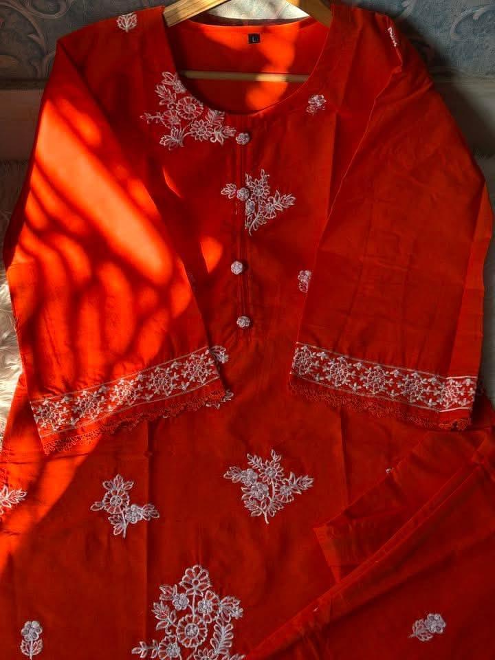 Women's Pure Cotton Floral Embroidered Co-Ord Set, 3 Colours