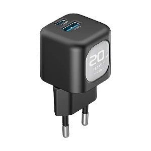 Havit UC220 GaN USB & USB-C 20W Black-Grey Travel Charger