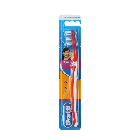 Oral-B 1 2 3 Classic 40 Medium - Maroon (India)