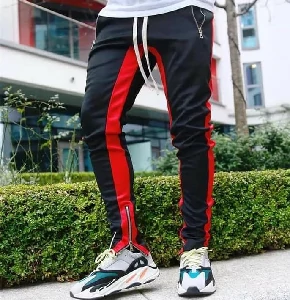 Casual Men's Sweatpant Trouser Black + Red