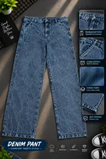 Men's Semi Baggy Cargo Denim Pant, Waist 28 to 36