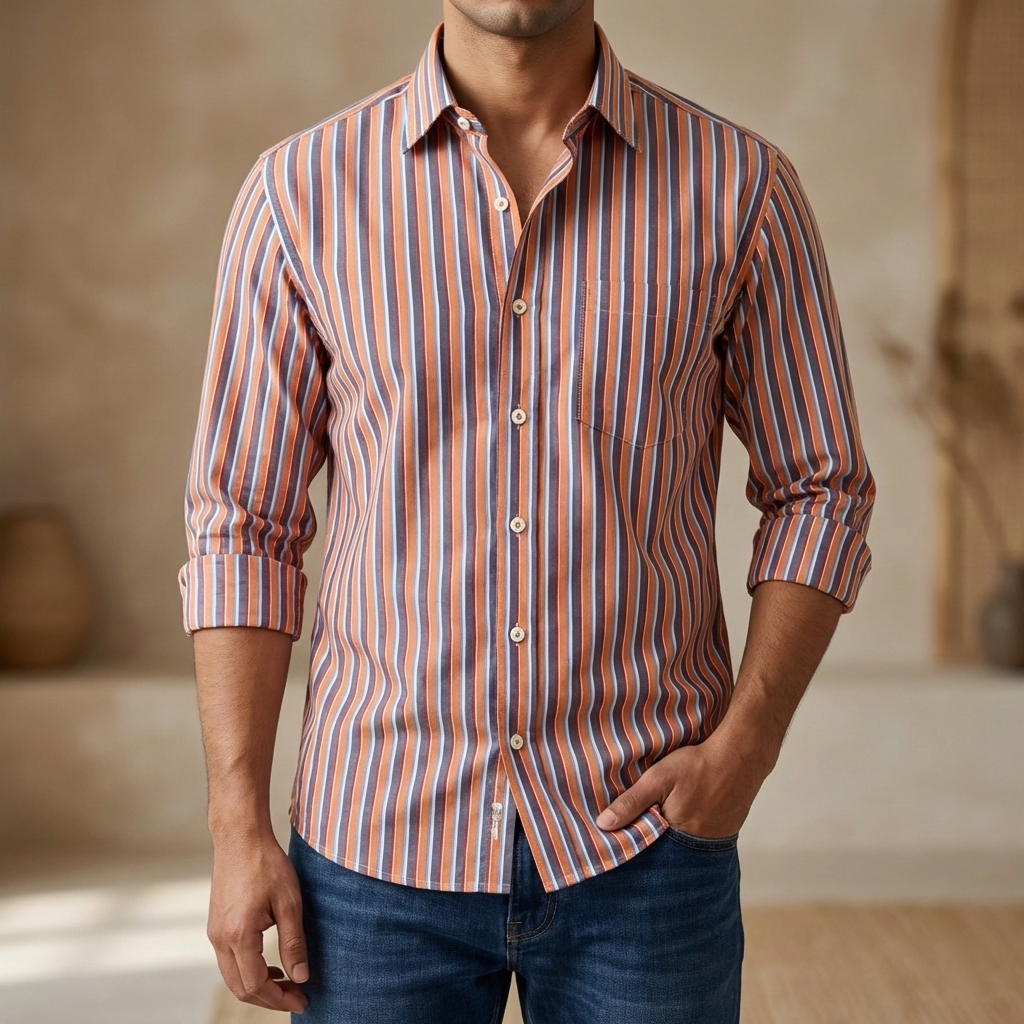 Mens long sleeve Strip shirt