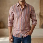 Mens long sleeve Strip shirt