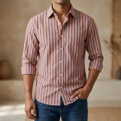 Mens long sleeve Strip shirt