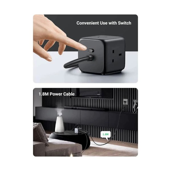 Ugreen DigiNest Cube CD268 Dual USB 65W GaN Black Desktop Charging Station  (2 Pin, EU)