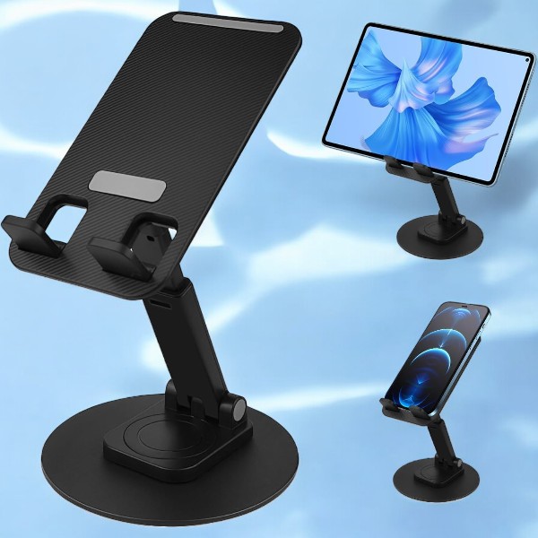 DOLPHY Adjustable & Foldable Phone/Tablet Holder | 360 Degree Metal Mobile Stand for Bed, Office Table, Desk & Home, PC, Smartphone & Tablets