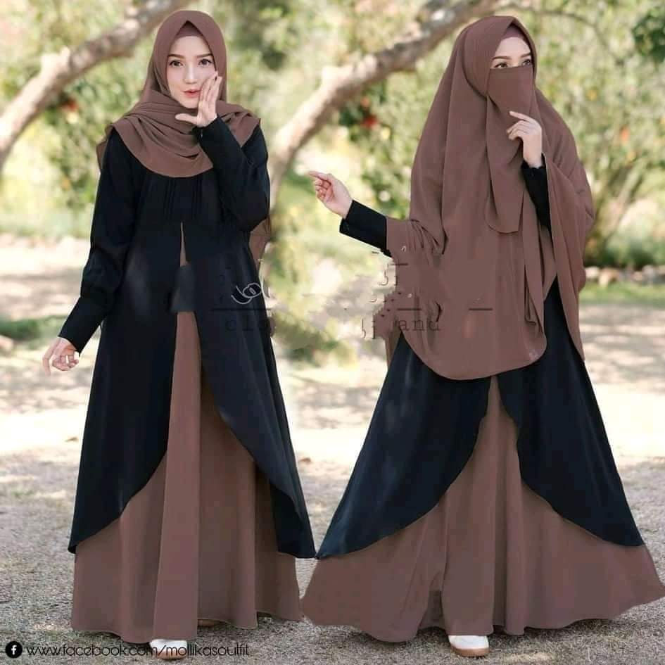 Cherry Borka with Hijab and Niqab, Lengths 52 to 56, 6 Colours
