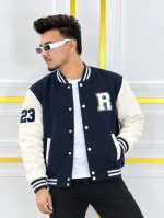 Unisex Cotton Varsity Jacket with DTF Print, 300 GSM