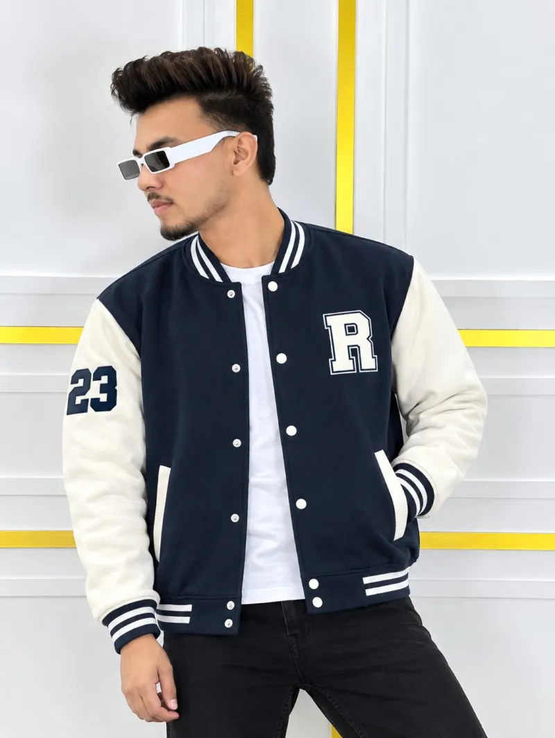 Unisex Cotton Varsity Jacket with DTF Print, 300 GSM