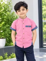 Boys' Slub Cotton Half Sleeve Shirt, 2 to 8 Years