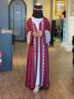 Women's Embroidered Abaya with Koti, Inner and Hijab, Sizes 50 to 58
