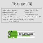 [Original] USB Type-C Fast Charging Rechargeable Battery AA  1.5V (4 piece Battery)