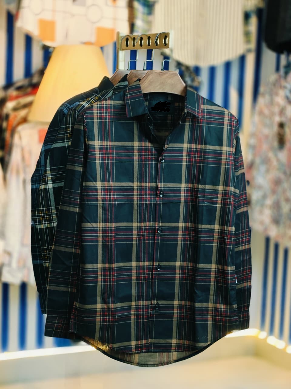 Men's Slim Fit Check and Print Shirt in Pure Cotton, 6 Colours