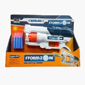 Storm-Zone Toy Gun With 12 Soft Bullets-White Color