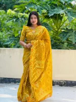 Jamdani Design Saree with Matching Blouse Piece, 5 Colours