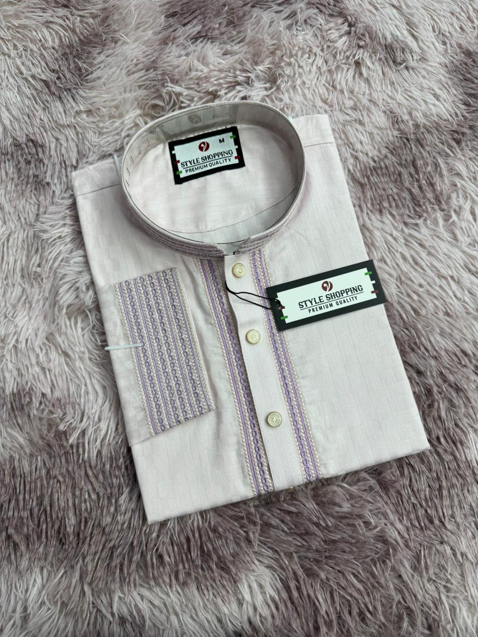 Men's Embroidery Work Panjabi in One Colour, Sizes M to XL
