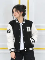 Brushed Cotton Varsity Jacket for Men and Women, Sizes M to XL