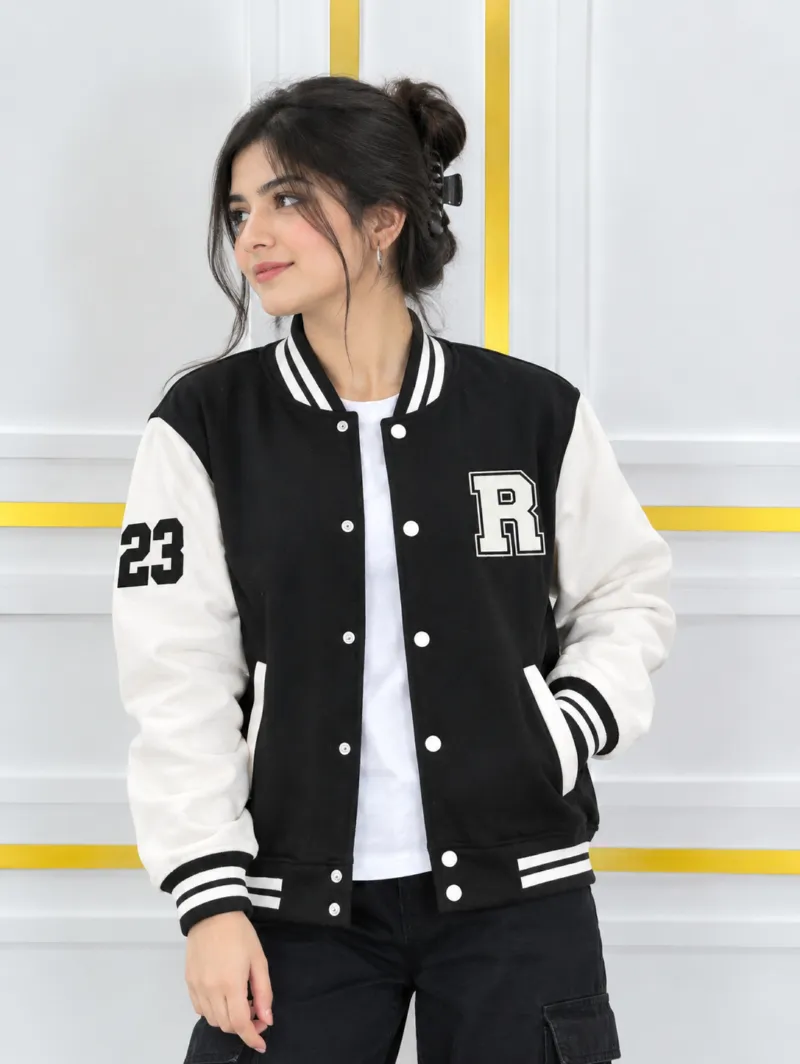 Brushed Cotton Varsity Jacket for Men and Women, Sizes M to XL