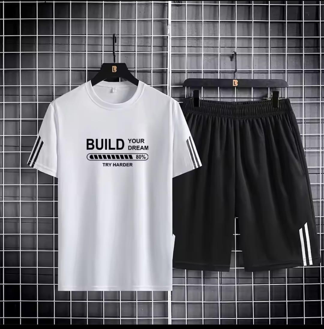 Men's Mesh T-Shirt with Short Pant, 160 GSM Two-Piece, 6 Colours