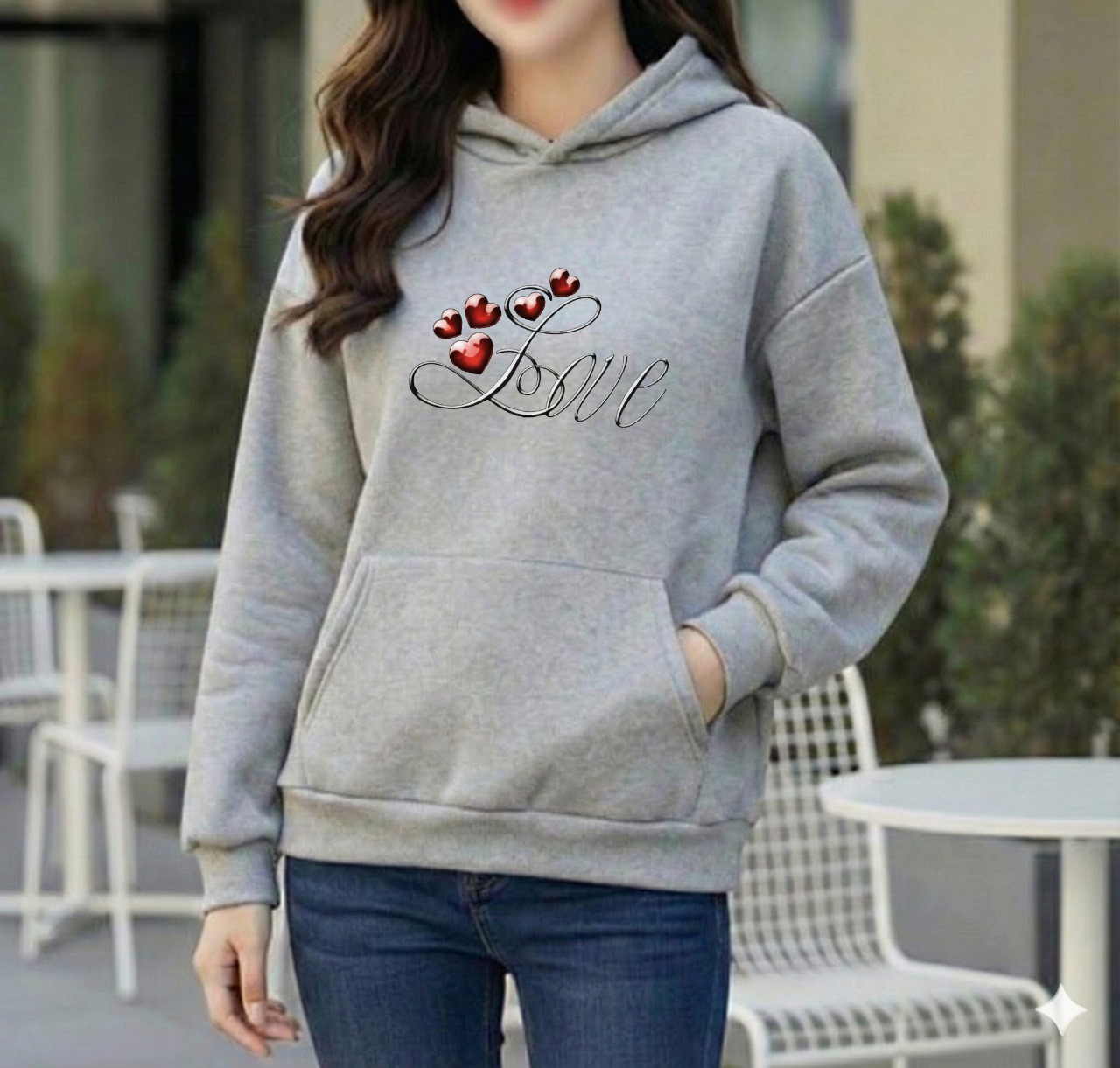Premium Comfortable Printed Ladies Winter Hoodie