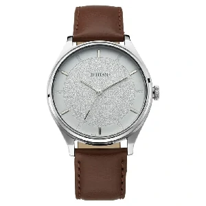 Titan Men’s Classic Watch: Gradient Dial & Sleek Markings with Leather Strap (NS1802SL13)