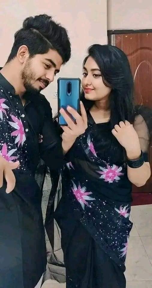 Couple Set with Hand Brush Print Saree and Dhupian Silk Panjabi